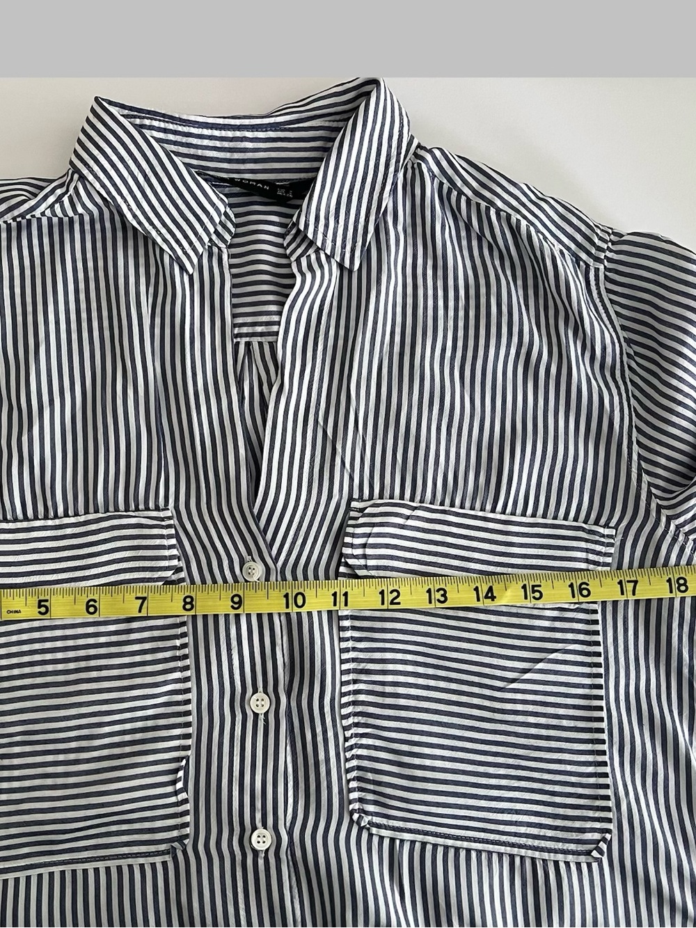 Zara Woman Navy and White Striped Shirt - Picture 4 of 6